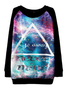 Sweater en polyester noir imprimé galaxie