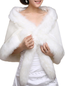Boléro de mariage en fausse fourrure blanc en fausse fourrure