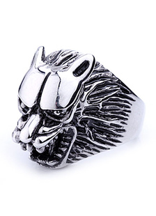 Anneau homme argent en forme de tête de loup