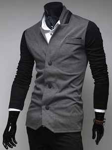 Blouson mince slim en coton bicolore color-block