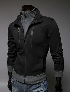 Sweat-shirt en coton unicolore de style faux deux-pièces