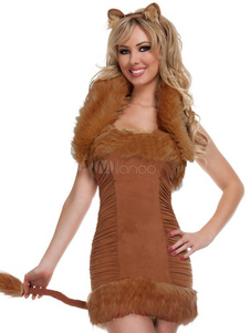 Costume de Catwoman de fourrure brun Fashion pour femme