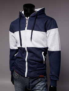 Sweat homme casual confortable de qualité en coton bicolore avec capuche