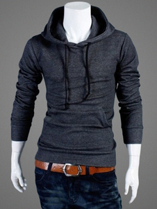 Sweat à capuche slim en coton mélangé unicolore