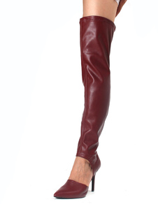 Cuissardes creusées à talon aigu en PU