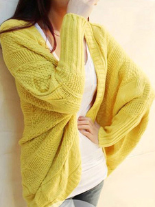 Cardigan unicolore à manches chauve-souris