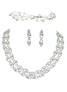 Ensemble de bijoux nuptiaux pour la mariée, Boucles d'oreilles, d'une tiare en perles d'argent plaqu