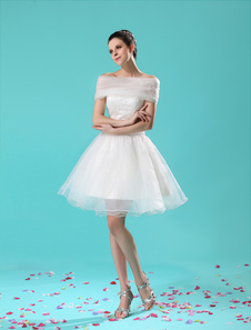 Robe de mariage A-ligne bustier en organza ivoire