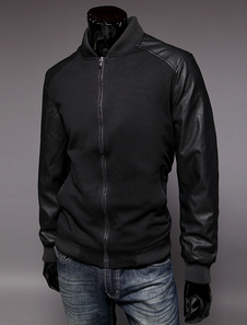 Veste homme en polyester unicolore à col montant