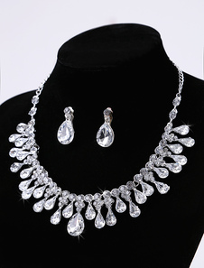 Ensemble de bijoux nuptiaux pour la mariée, pince de homard en métal argenté et perles