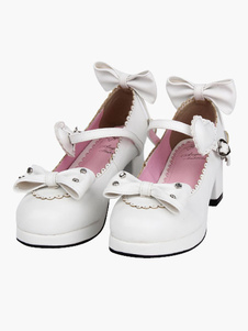 Chaussures lolita belles blanc à talons épais