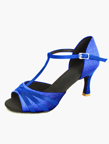 Adorables chaussures de latine en tissu à paillettes or et rouge