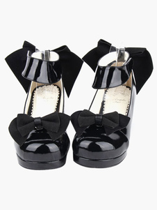 Chaussures lolita marron à plate-forme avec nœuds magnifique