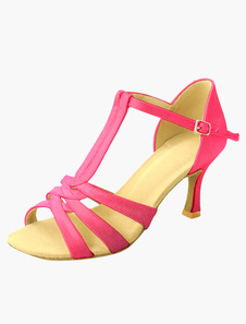 Chaussures de latine en satin rose et bronzé