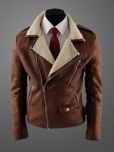 Veste homme slim avec fourrure à revers cranté