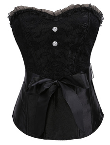 Corset sein couvrant en toile noir avec nœud