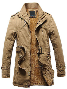 Manteau masculin en coton avec ceinture en polyester