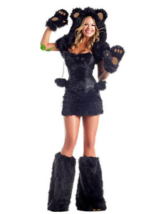Toussaint Cosplay Costume de jeu d'ours en fausse fourrure noire