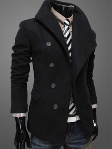 Manteau en gabardine unicolore avec ouverture oblique