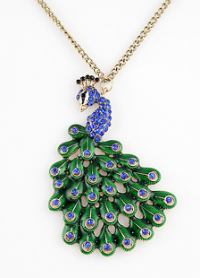 Bleu royal Peacock Lobster Claw fermoir Bronze breloques féminines métal
