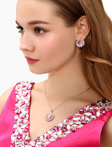 Ensemble bijoux métallique rose rond