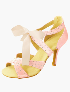 Chaussures de danse latine en satin à lacets