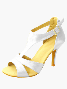 Belles chaussures de danse latine en satin noir et bronzé