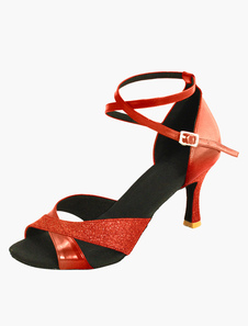 Chaussure de danse latine argente à talon aigu