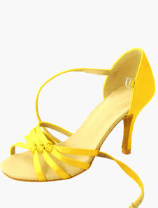 Chaussure de latine croisée à talon aigu et bout ouvert