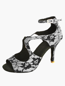 Chaussures de latine en dentelle imprimée fleurie