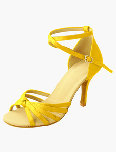 Chaussures de latine en satin noir à talons aigus