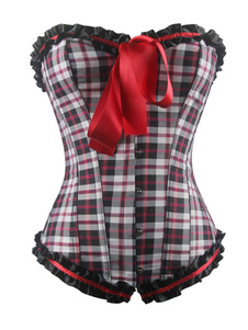 Corset sein couvrant multicolore écossais à volants