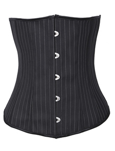 Corset sein nu en coton noir avec lacets de dentelle