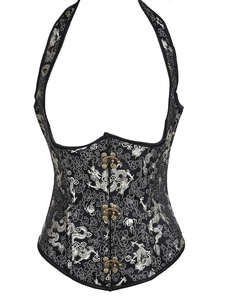 Steampunk corset sein nu brodé avec cabillot à licou