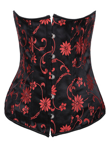 Corset sein couvrant noir en jacquard lacets de dentelle