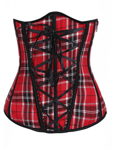 Corset sein nu rouge en coton écossais