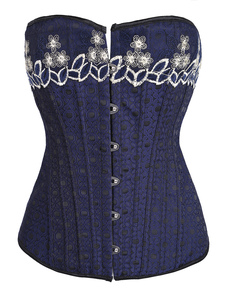 Corset sein couvrant en jacquard bleu marine foncé brodé