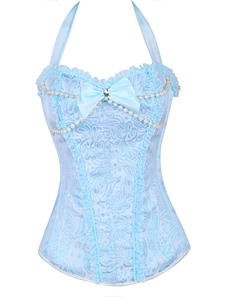 Corset sein couvrant bleu en satin de couleurs acidulées