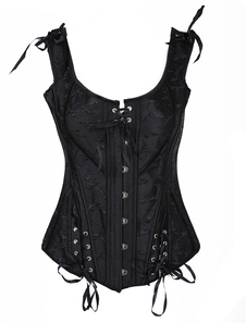 Corset sein couvrant noir brodé à enveloppe