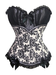 Corset sein couvrant en satin mat bicolore avec dentelle et noeud