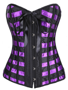 Corset matelassé violet en satin stretch losangé