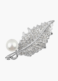 Broche feuille de cristal élégant avec décor perlé