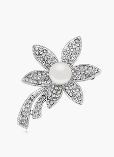 Feuille élégant forme Crystal broche avec perle