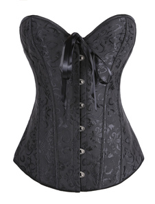 Bustier féminin noir en coton imprimé