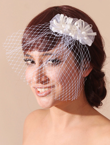 Voile à joues en voile de tulle avec fleurs