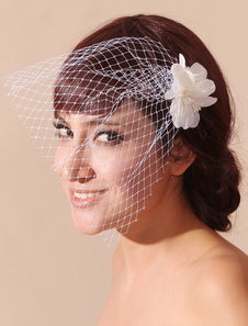 Voile à joues en voile de tulle avec fleur jonquille