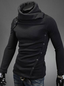 Sweat moulant en coton unicolore de col roulé et haut