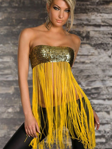 Haut de club pailleté avec frange