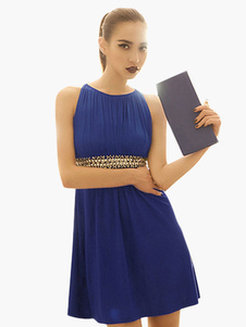 Robe skater en polyester unicolore plissé avec paillettes