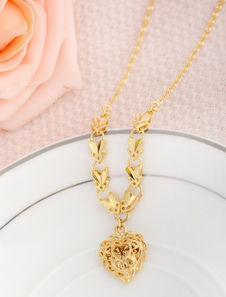 Collier en cuivre d'or avec pendentif de cœur creusé